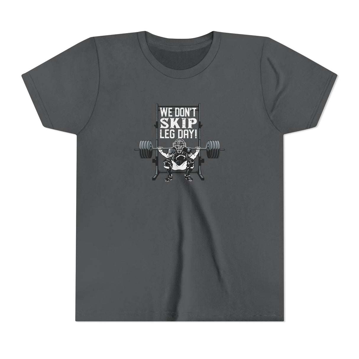 We Don't Skip Leg Day Youth T-Shirt - Charcoal