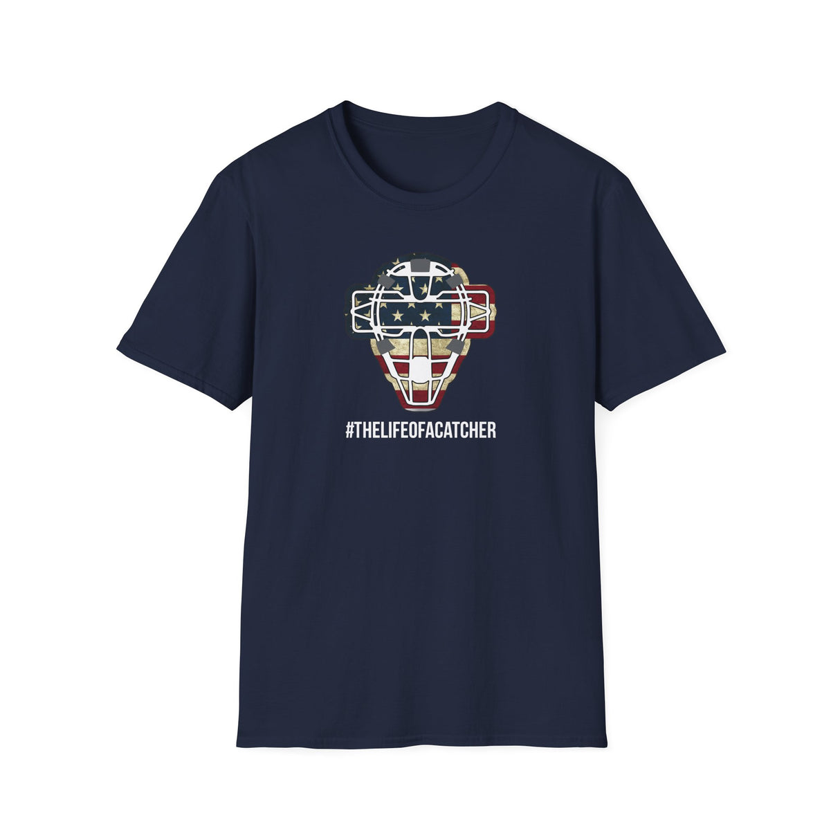 American Flag Mask Unisex T-Shirt - Navy Front