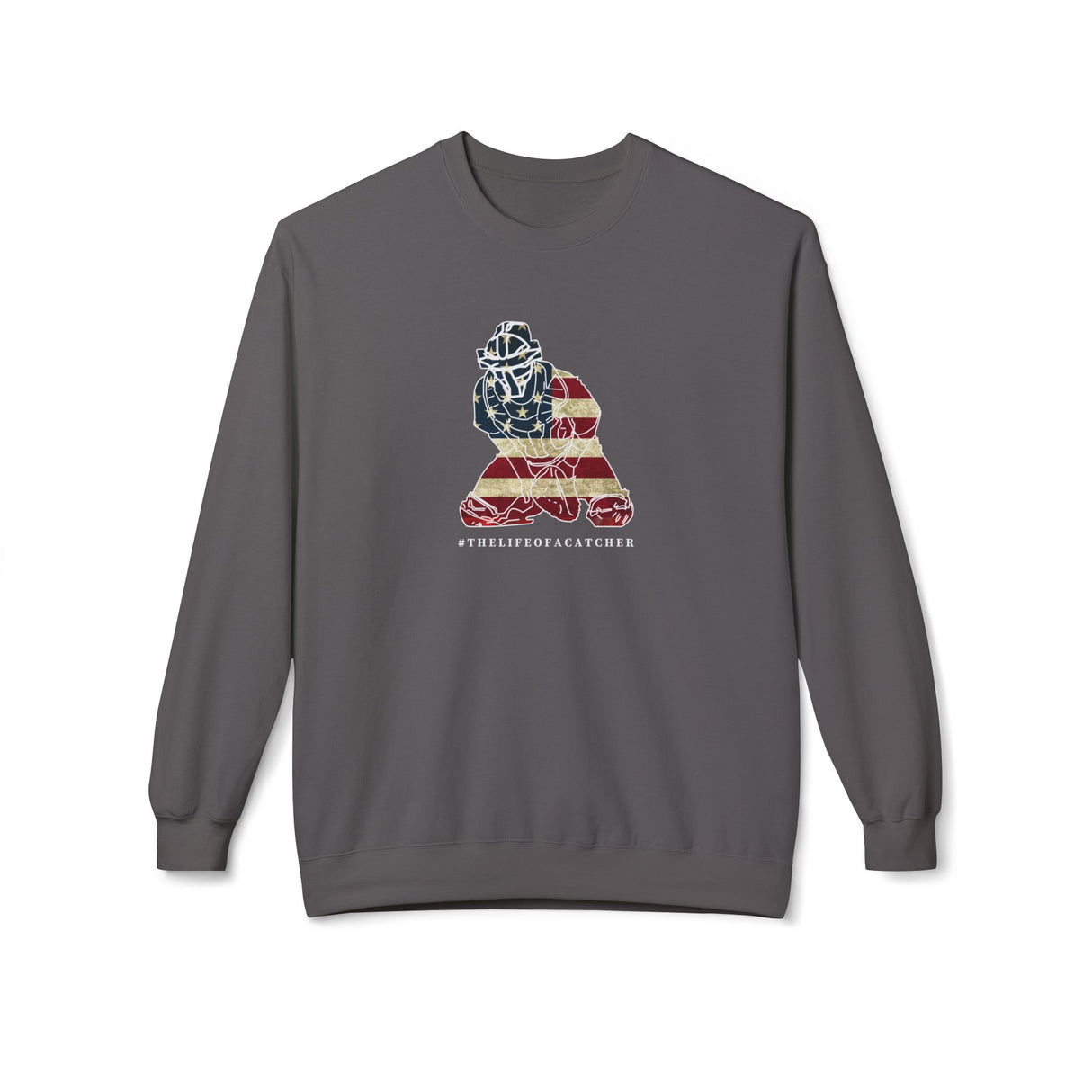 American Flag Catcher Unisex Sweatshirt - Charcoal