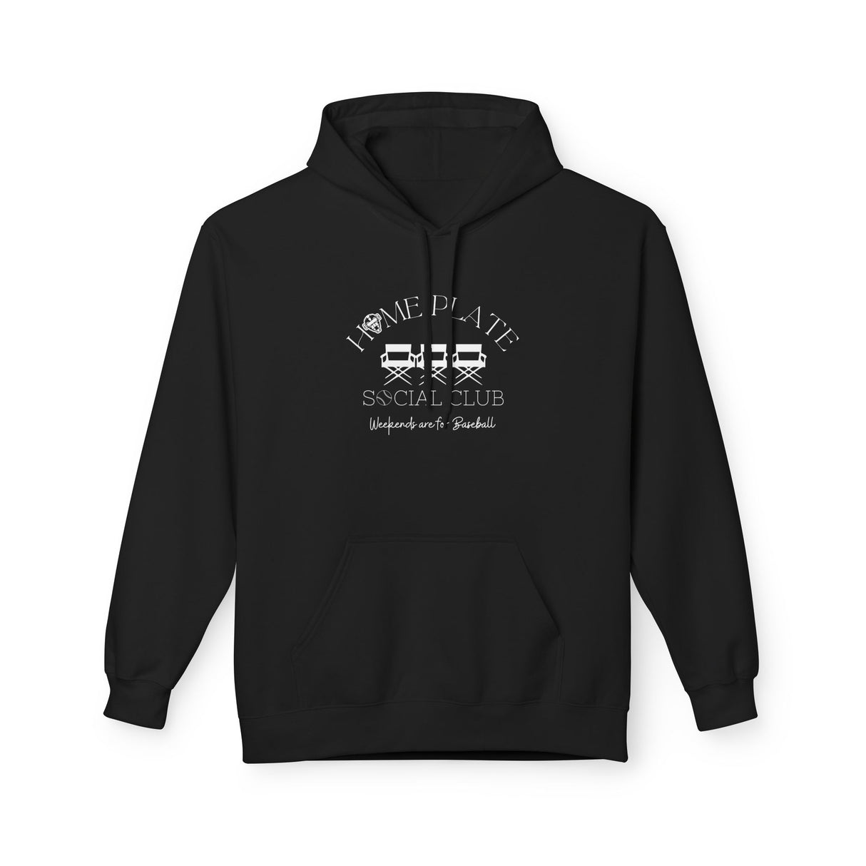Home Plate Social Club Baseball Unisex Hoodie - Black Front