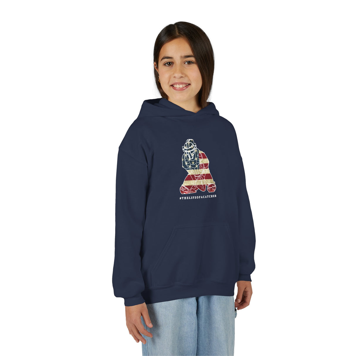 american flag catcher hoodie navy
