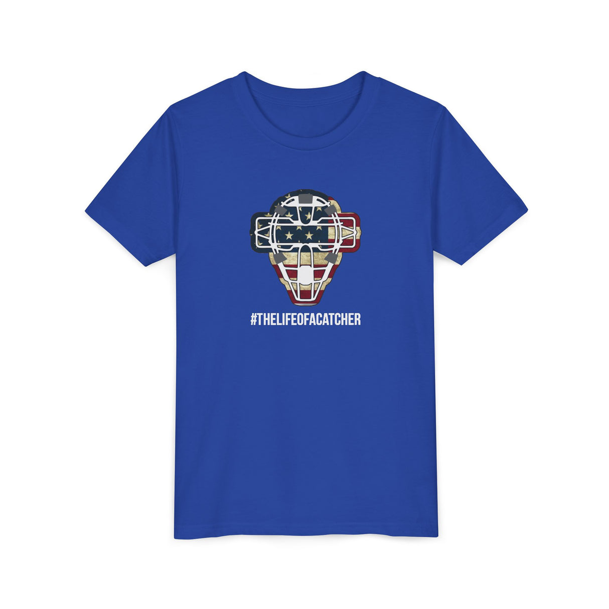American Flag Mask Youth T-Shirt - Royal