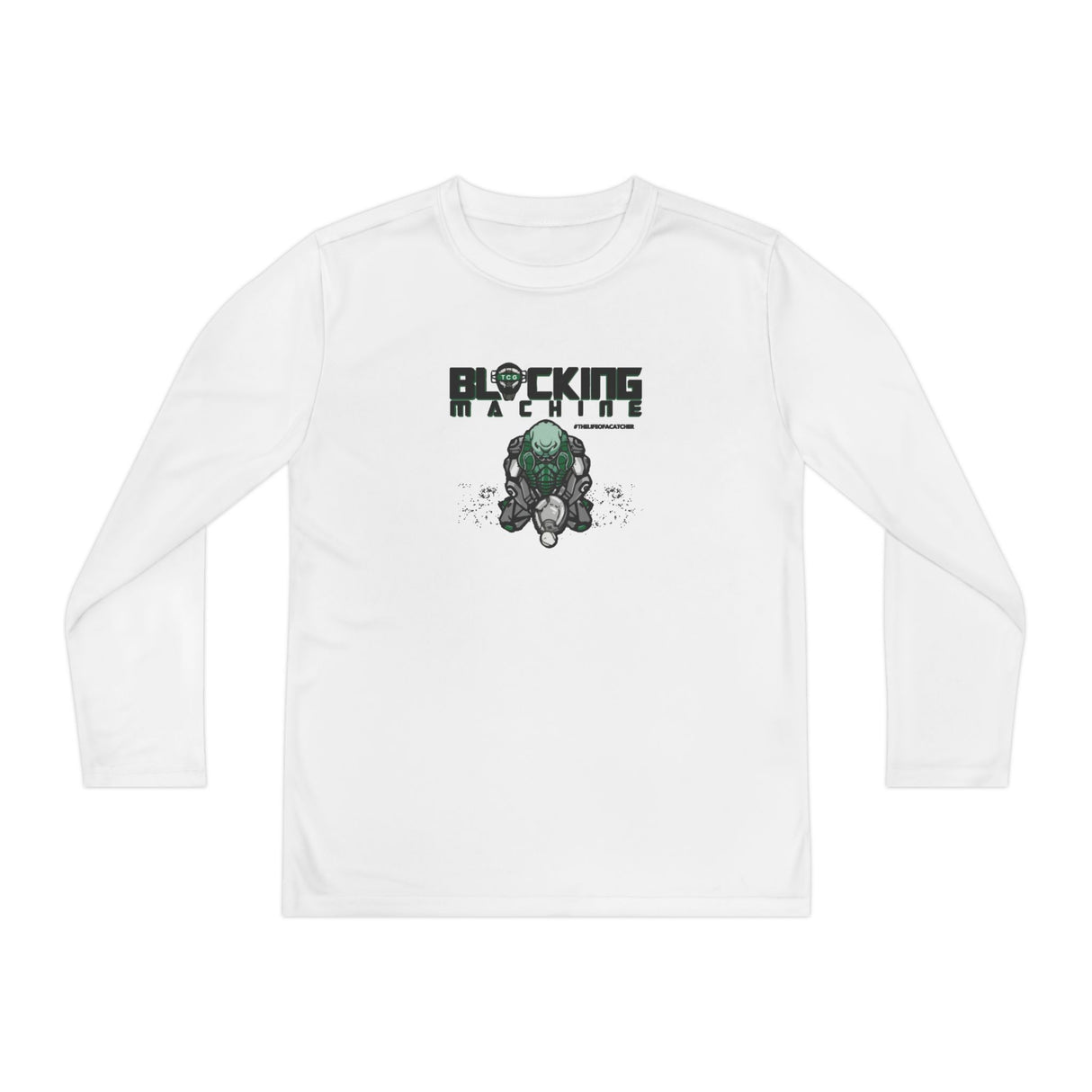 Blocking Machine Youth Long Sleeve T-Shirt - White Front