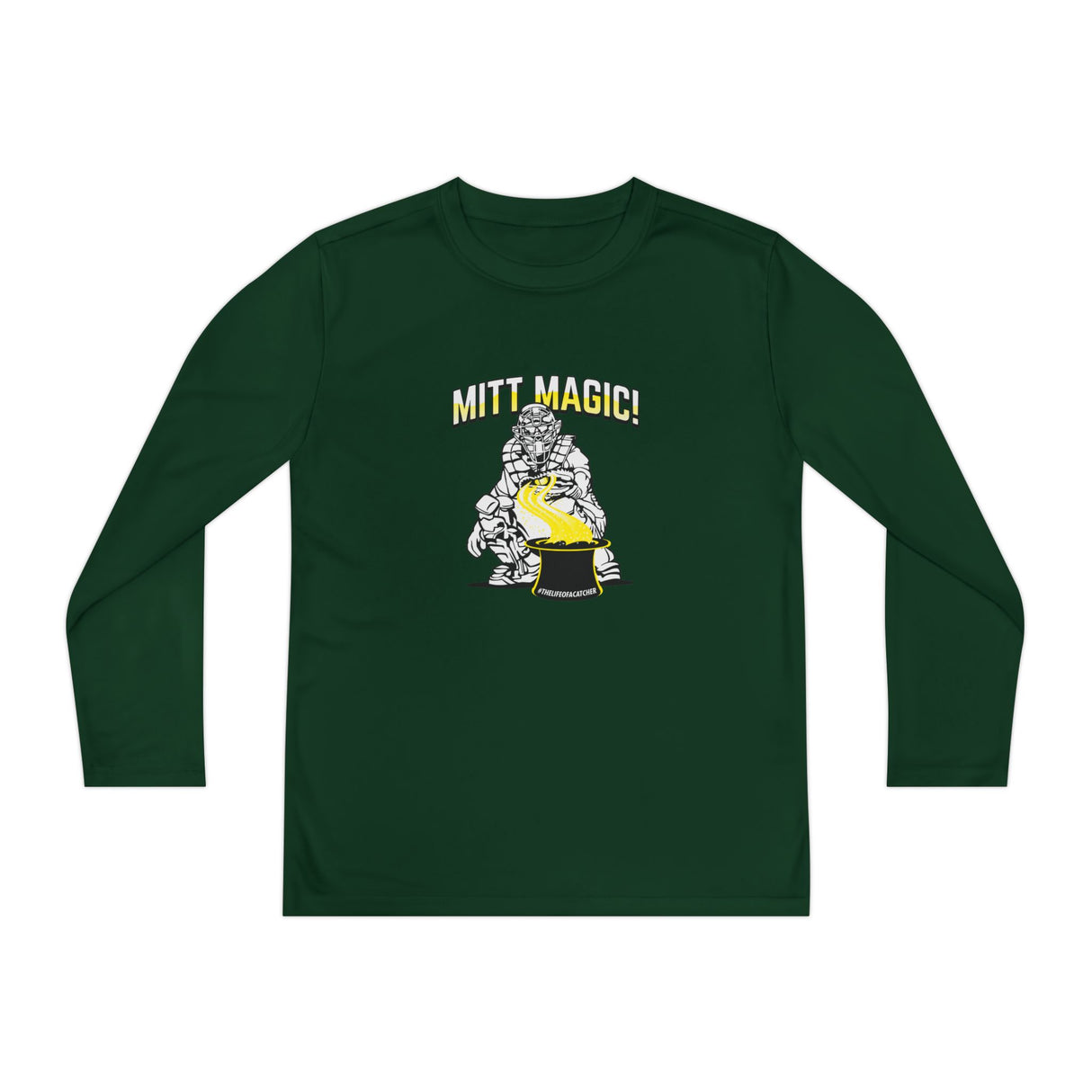 Mitt Magic Youth Long Sleeve T-Shirt - Forest Green Front