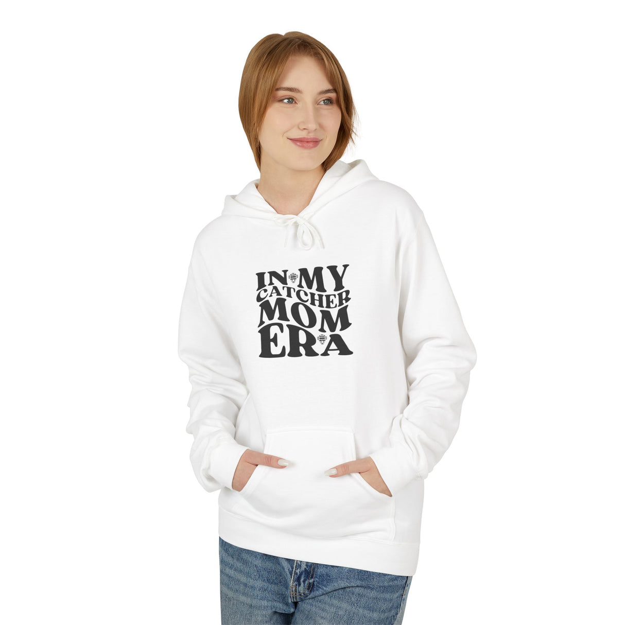 In My Catcher Mom Era Unisex Hoodie - Mock Up White
