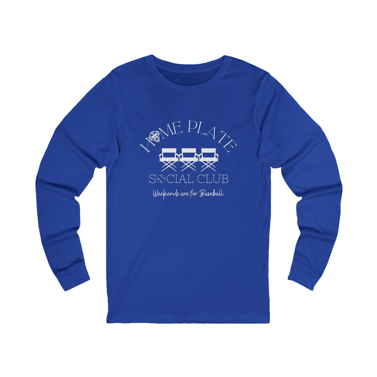 Home Plate Social Club Baseball Unisex Jersey Long Sleeve Tee - Royal Front