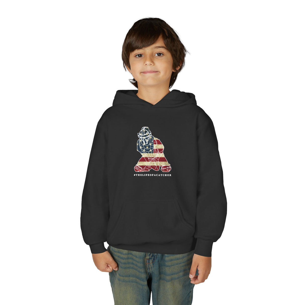 american flag catcher hoodie black