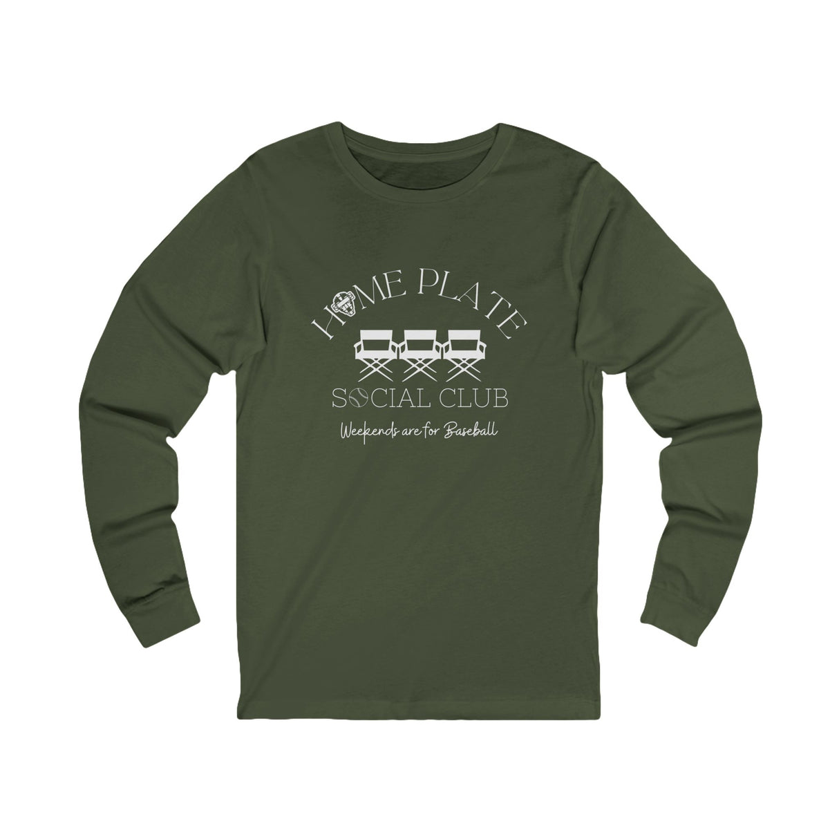 Home Plate Social Club Baseball Unisex Jersey Long Sleeve Tee - Military Green