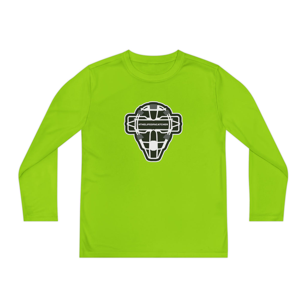The Catching Guy Logo Mask Youth Long Sleeve T-Shirt - Lime Shock