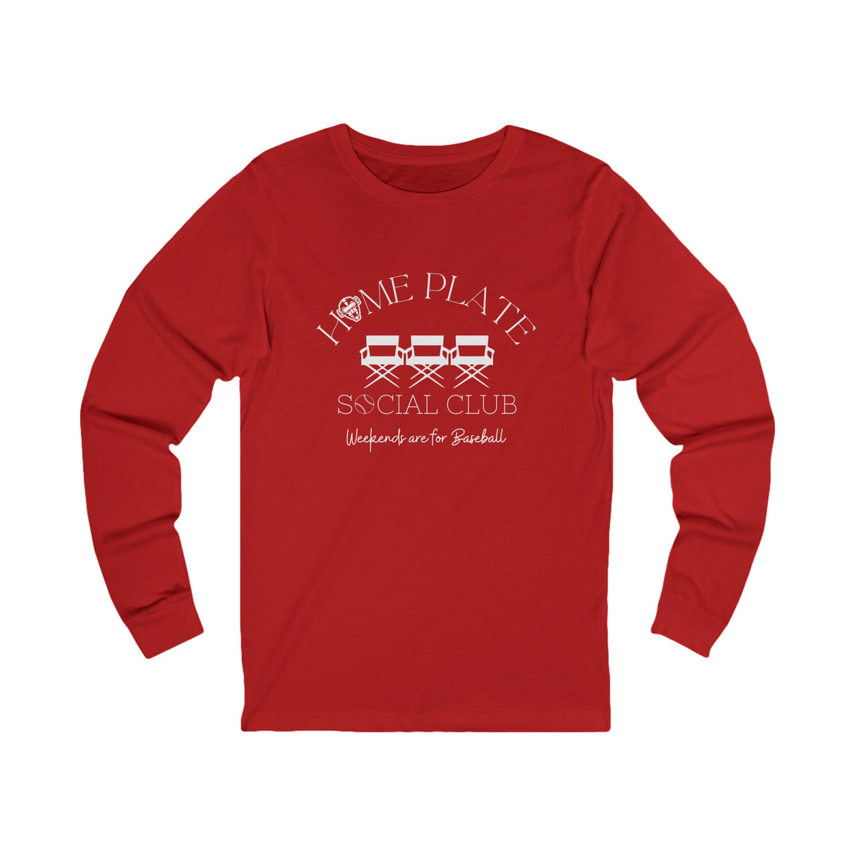 Home Plate Social Club Baseball Unisex Jersey Long Sleeve Tee - Red