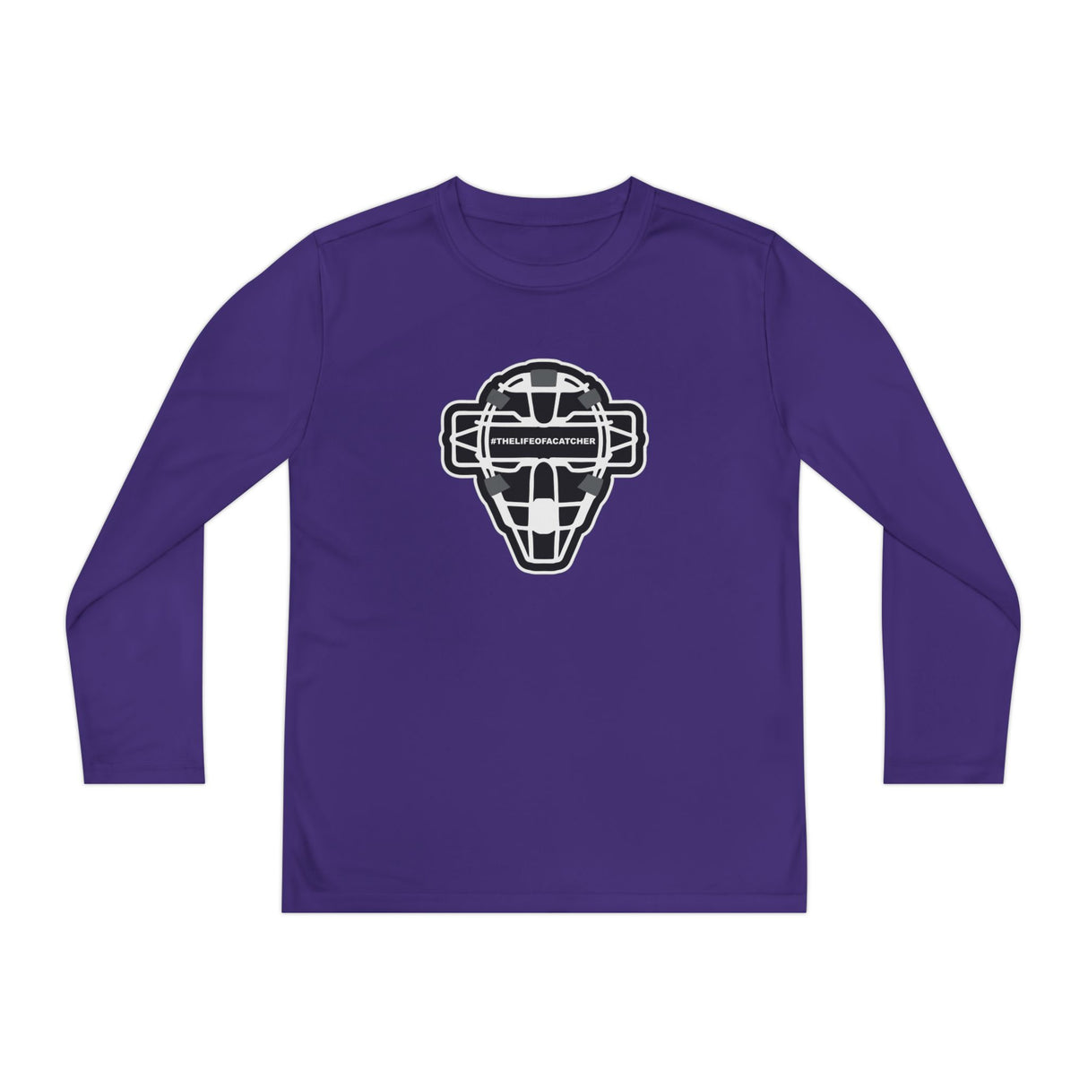 The Catching Guy Logo Mask Youth Long Sleeve T-Shirt - Purple Front