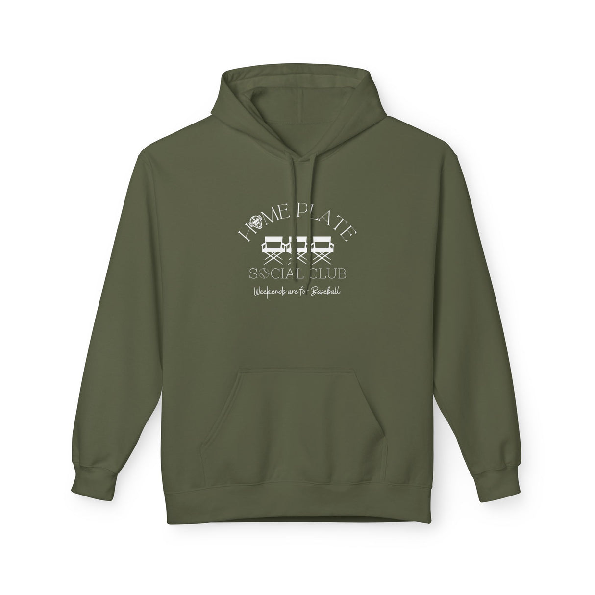 Home Plate Social Club Baseball Unisex Hoodie - Military Green