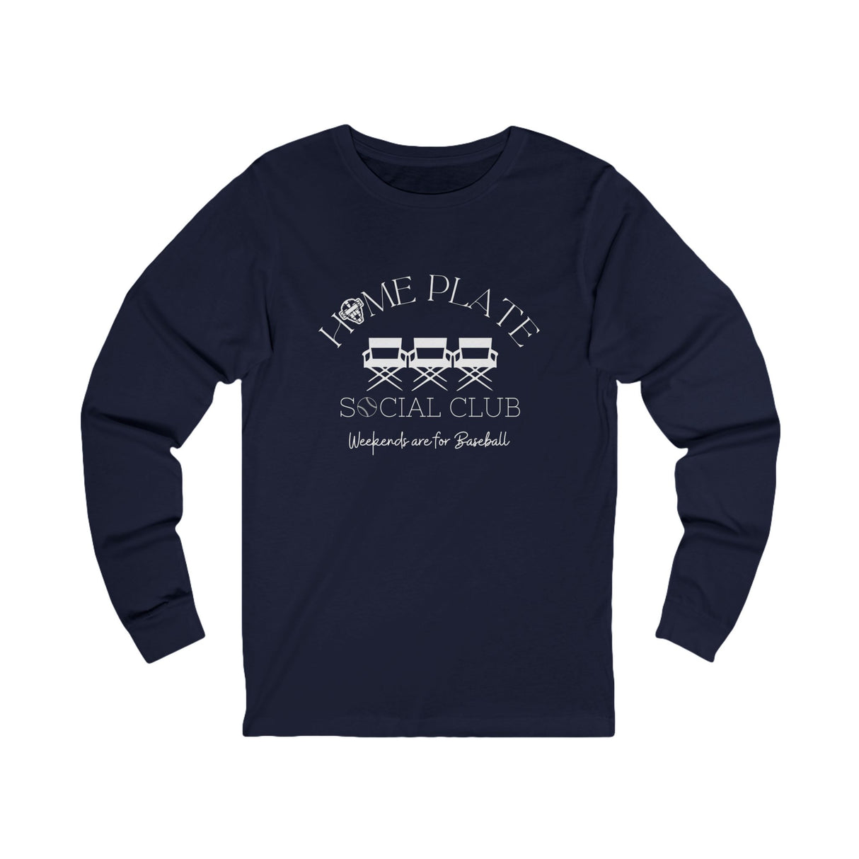 Home Plate Social Club Baseball Unisex Jersey Long Sleeve Tee - Navy