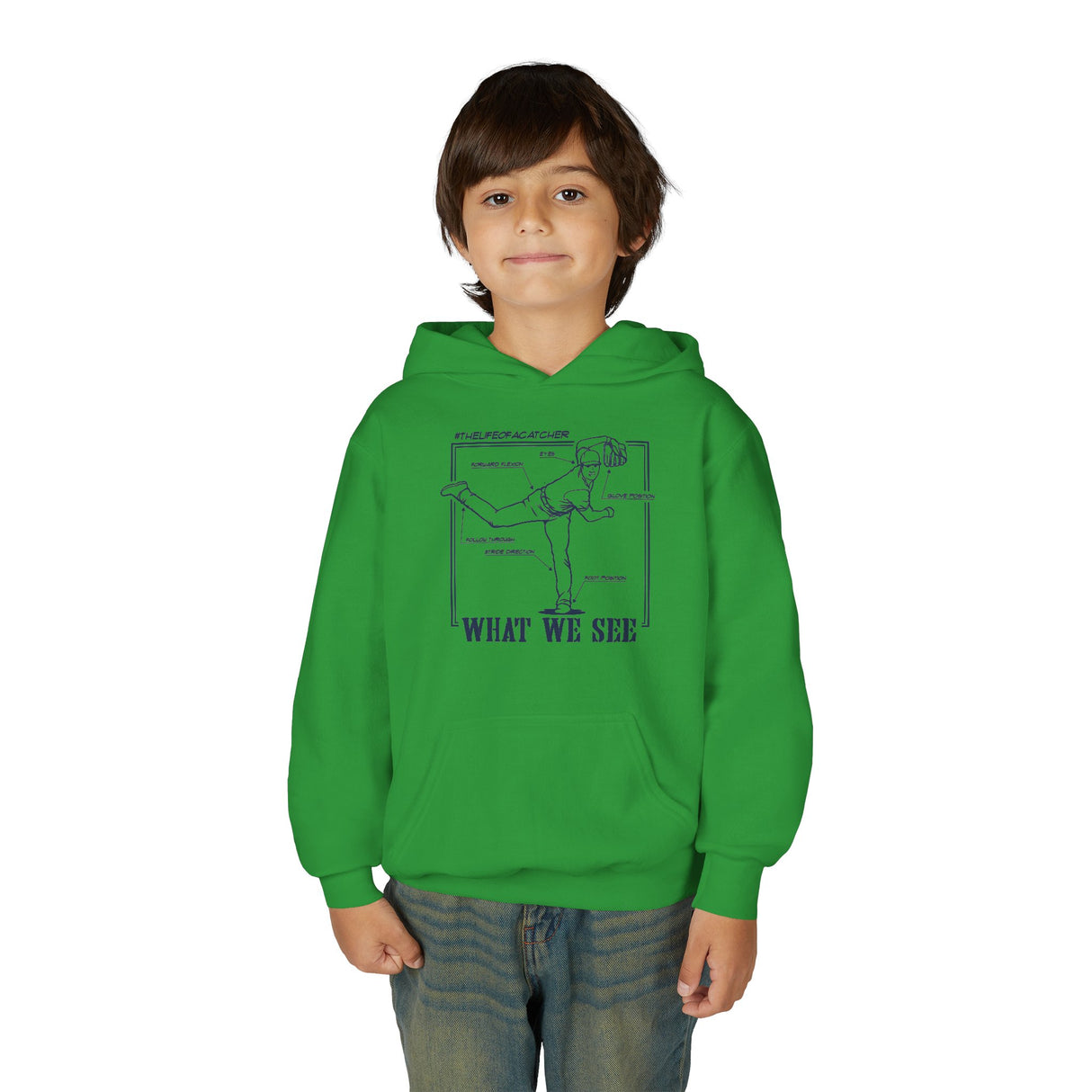 What We See Youth Hoodie Irish Green Front