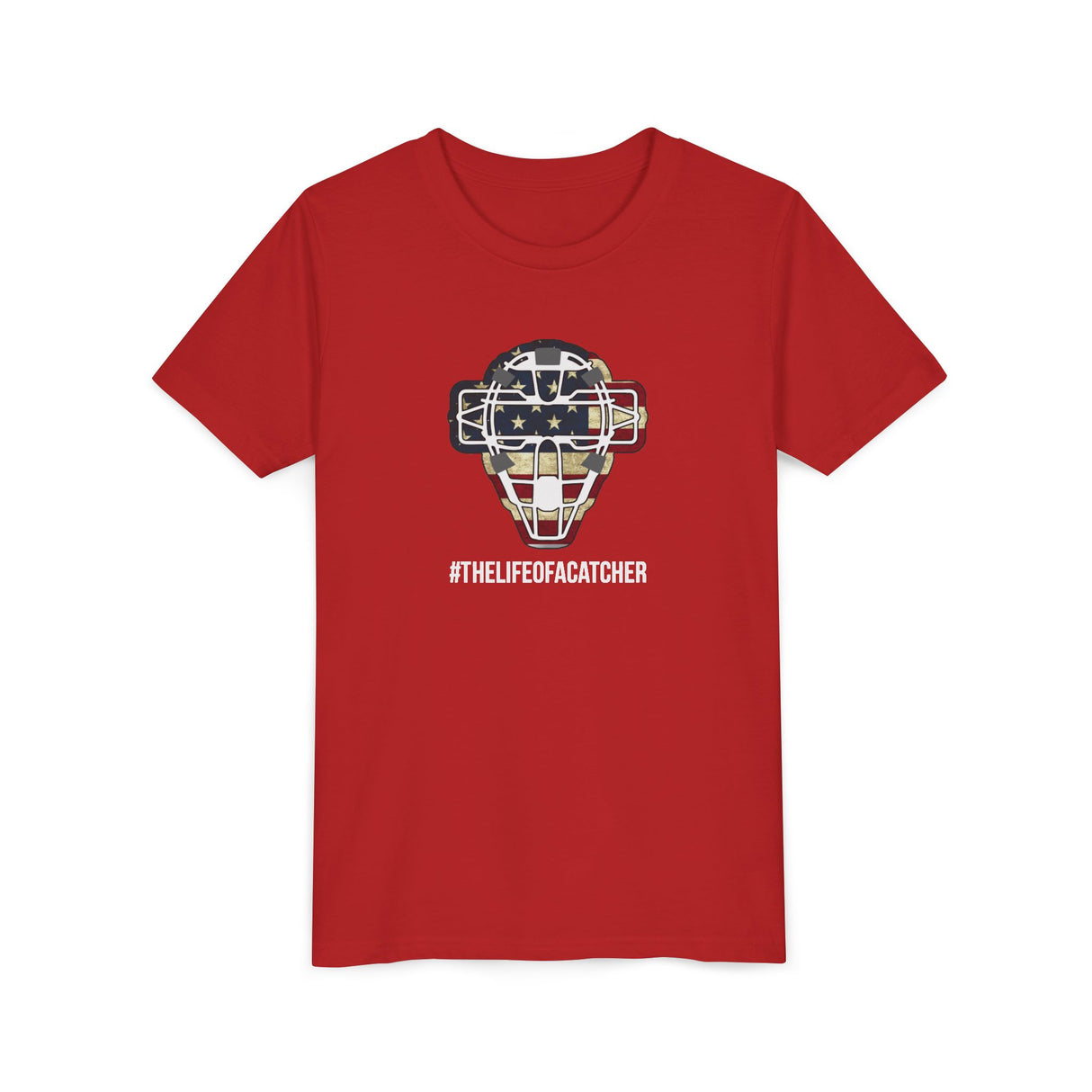 American Flag Mask Youth T-Shirt - Red Front