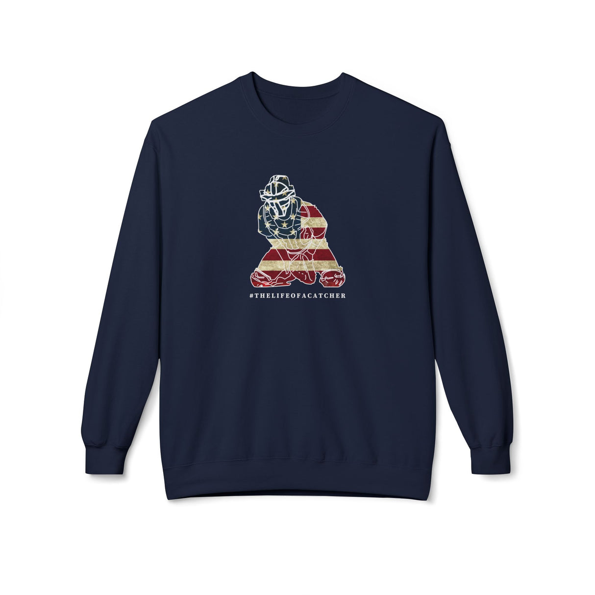 American Flag Catcher Unisex Sweatshirt - Navy