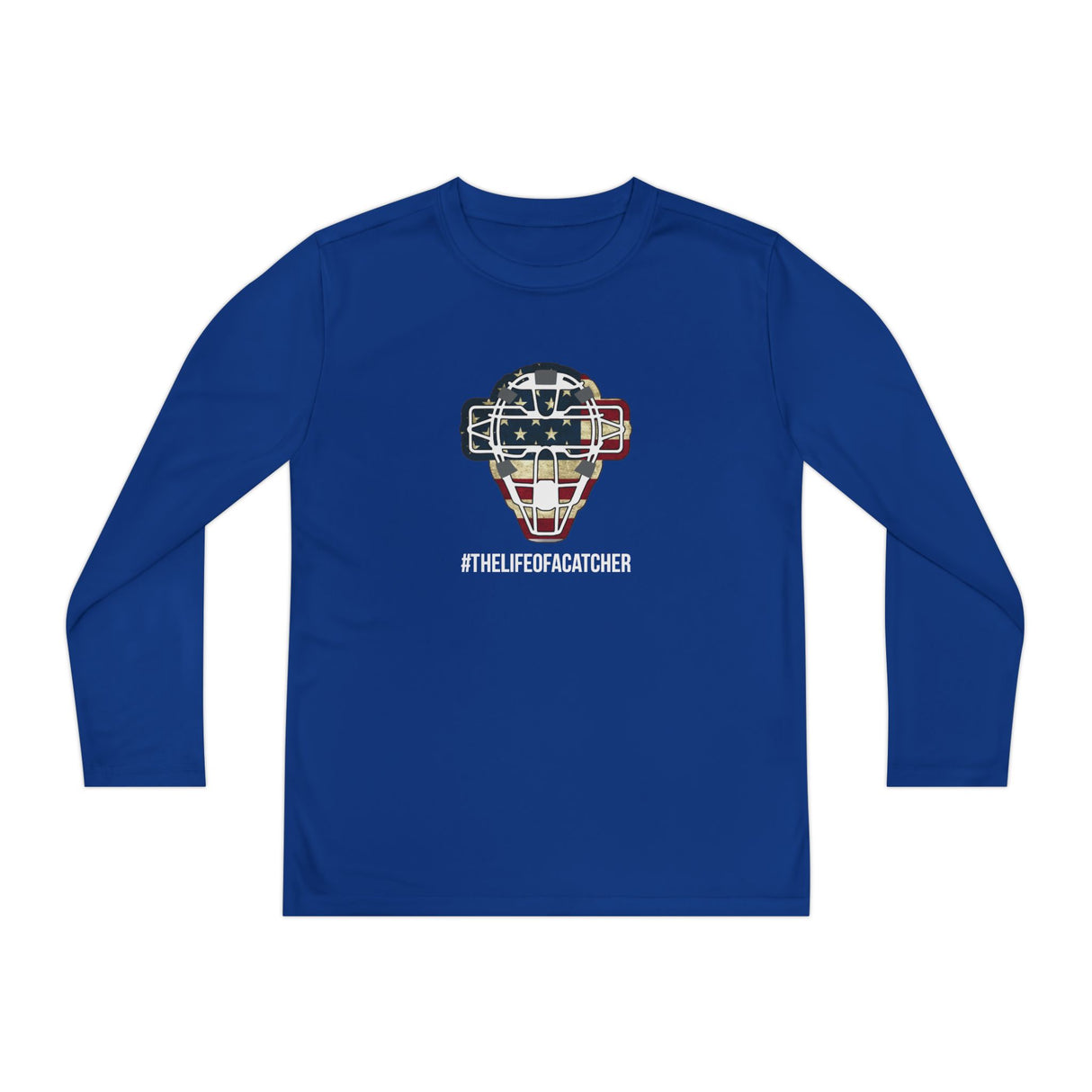American Flag Mask Youth Long Sleeve T-Shirt - Royal