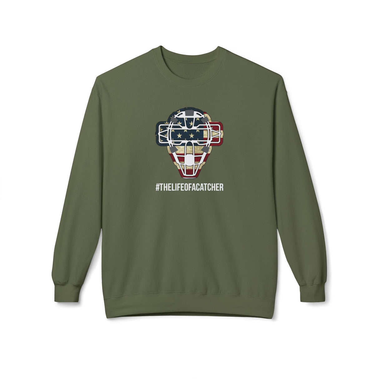 American Flag Mask Unisex Sweatshirt - Military Green