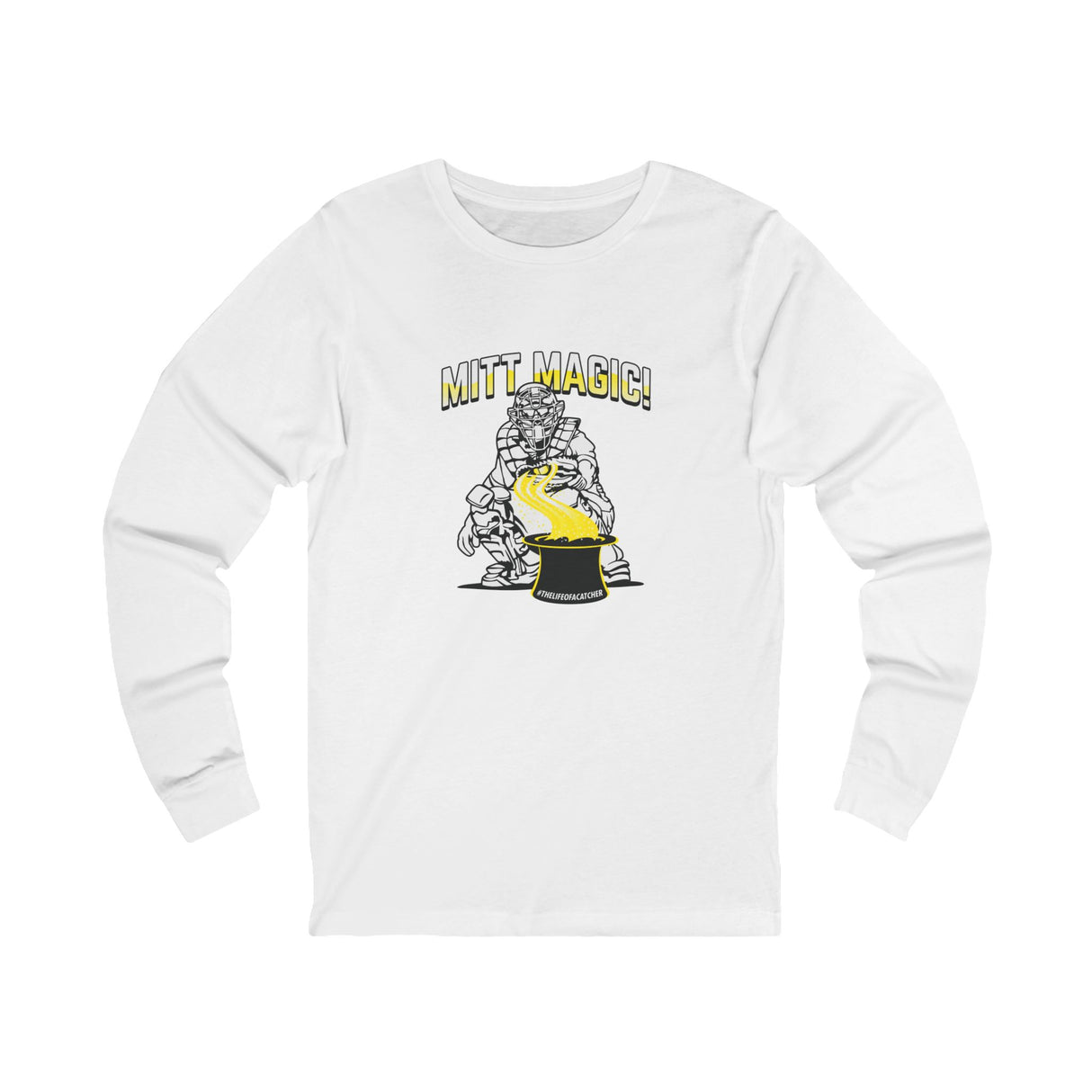 Mitt Magic Unisex Jersey Long Sleeve Tee - White