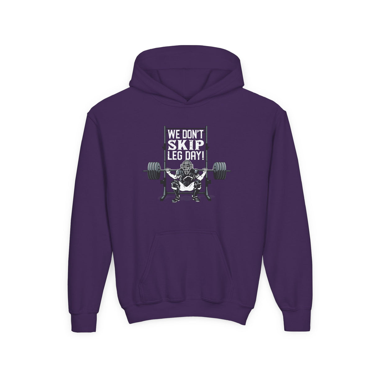 We Don't Skip Leg Day Youth Hoodie Purple