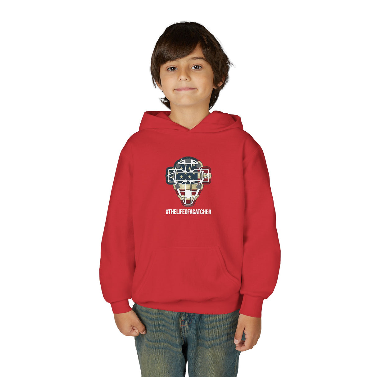 american flag catching mask hoodie red