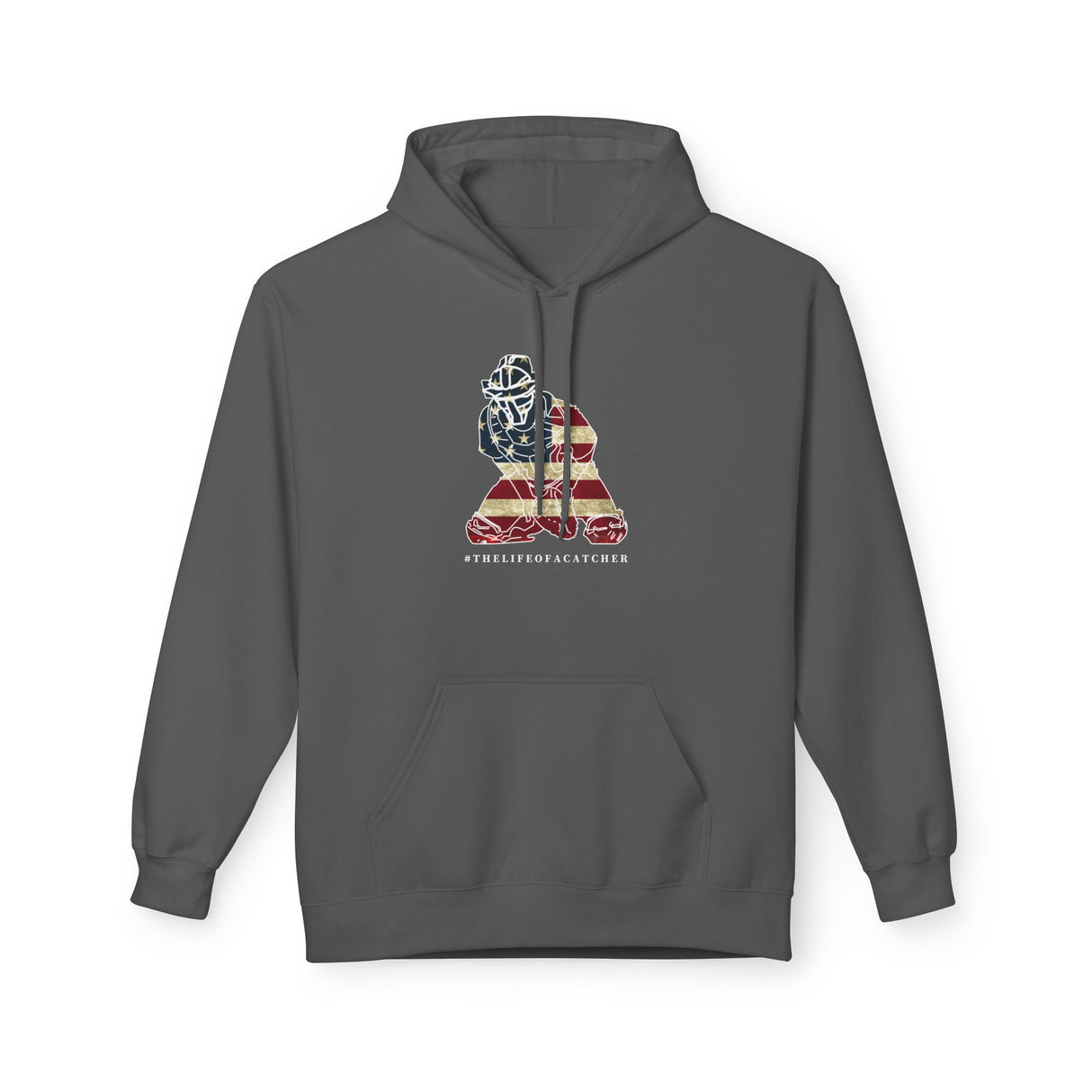 American Flag Catcher Unisex Hoodie - Charcoal