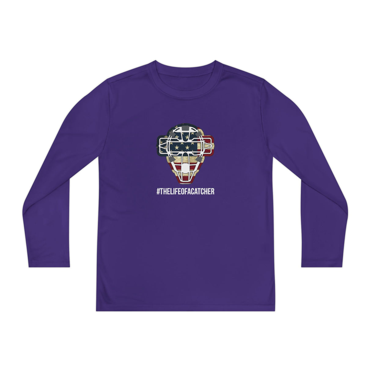American Flag Mask Youth Long Sleeve T-Shirt - Purple