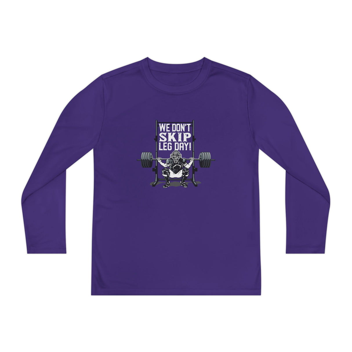 We Don't Skip Leg Day Youth Long Sleeve T-Shirt - Purple