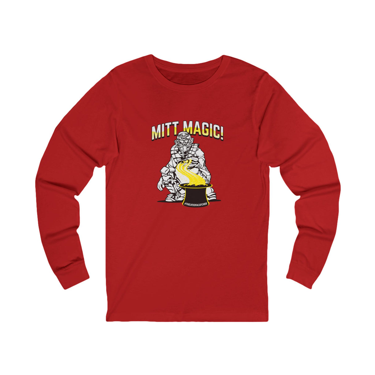 Mitt Magic Unisex Jersey Long Sleeve Tee - Red Front