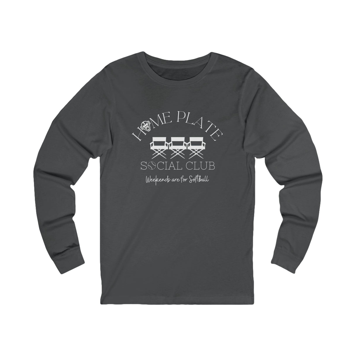 Home Plate Social Club Softball Unisex Jersey Long Sleeve Tee - Charcoal