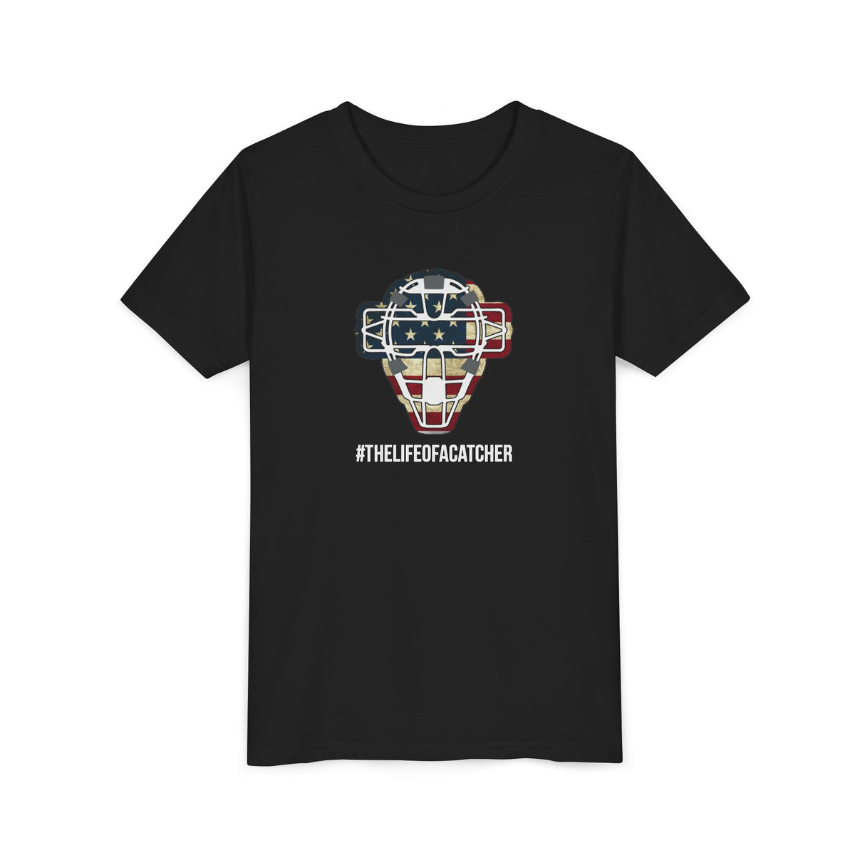 American Flag Mask Youth T-Shirt - Black