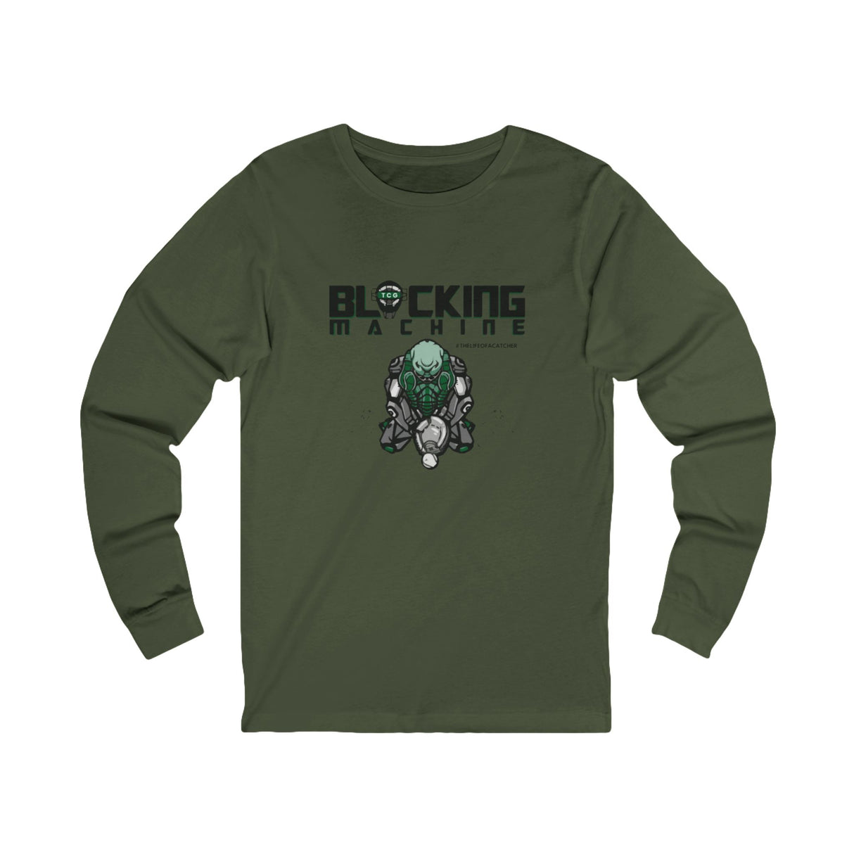 Blocking Machine Unisex Jersey Long Sleeve Tee - Military Green