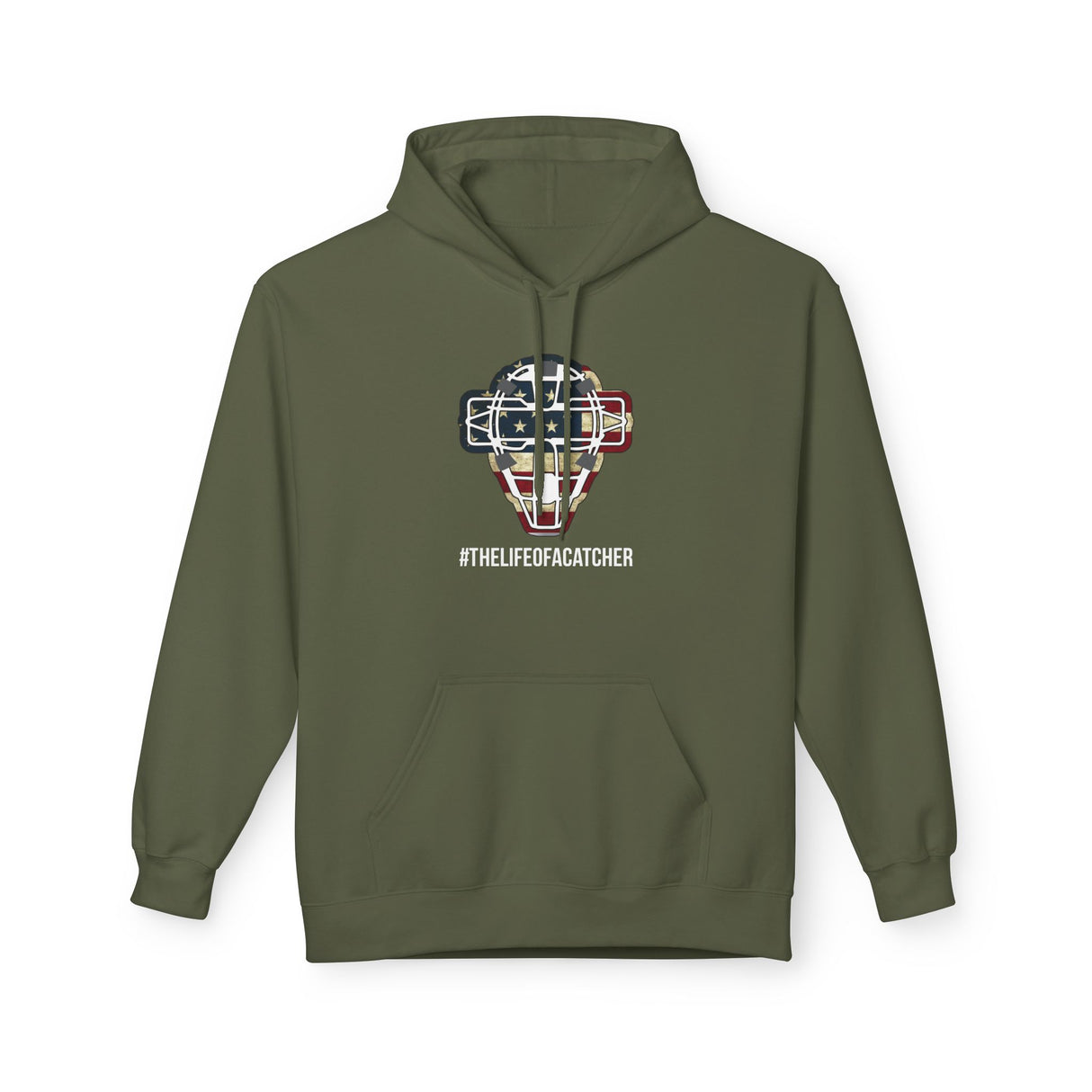 American Flag Mask Unisex Hoodie - Army Green
