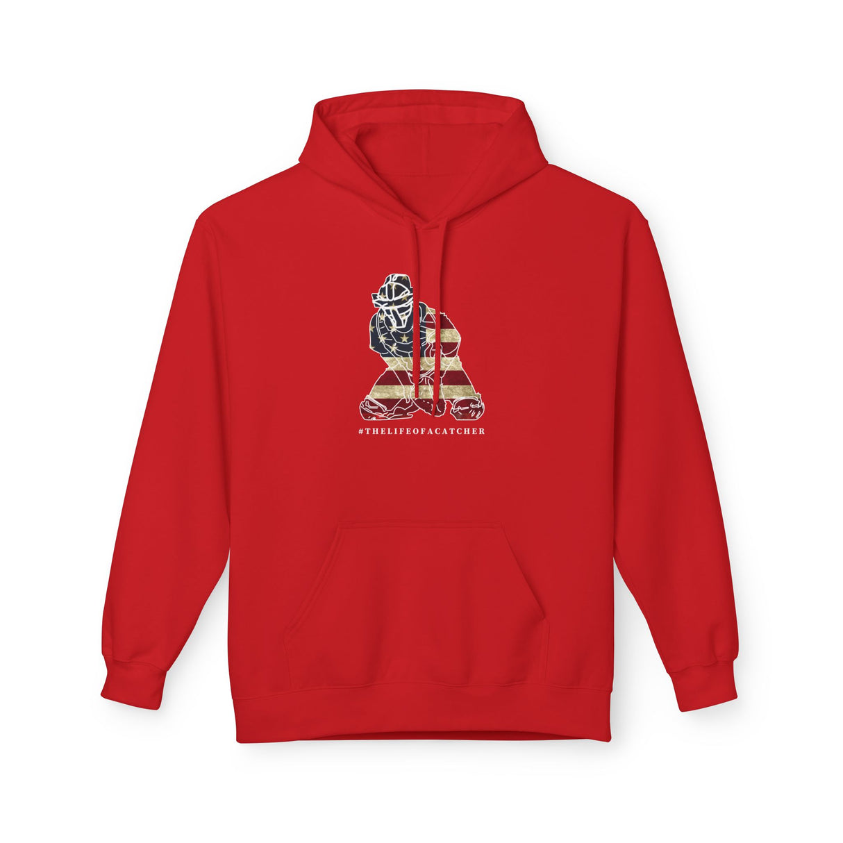 American Flag Catcher Unisex Hoodie - Red