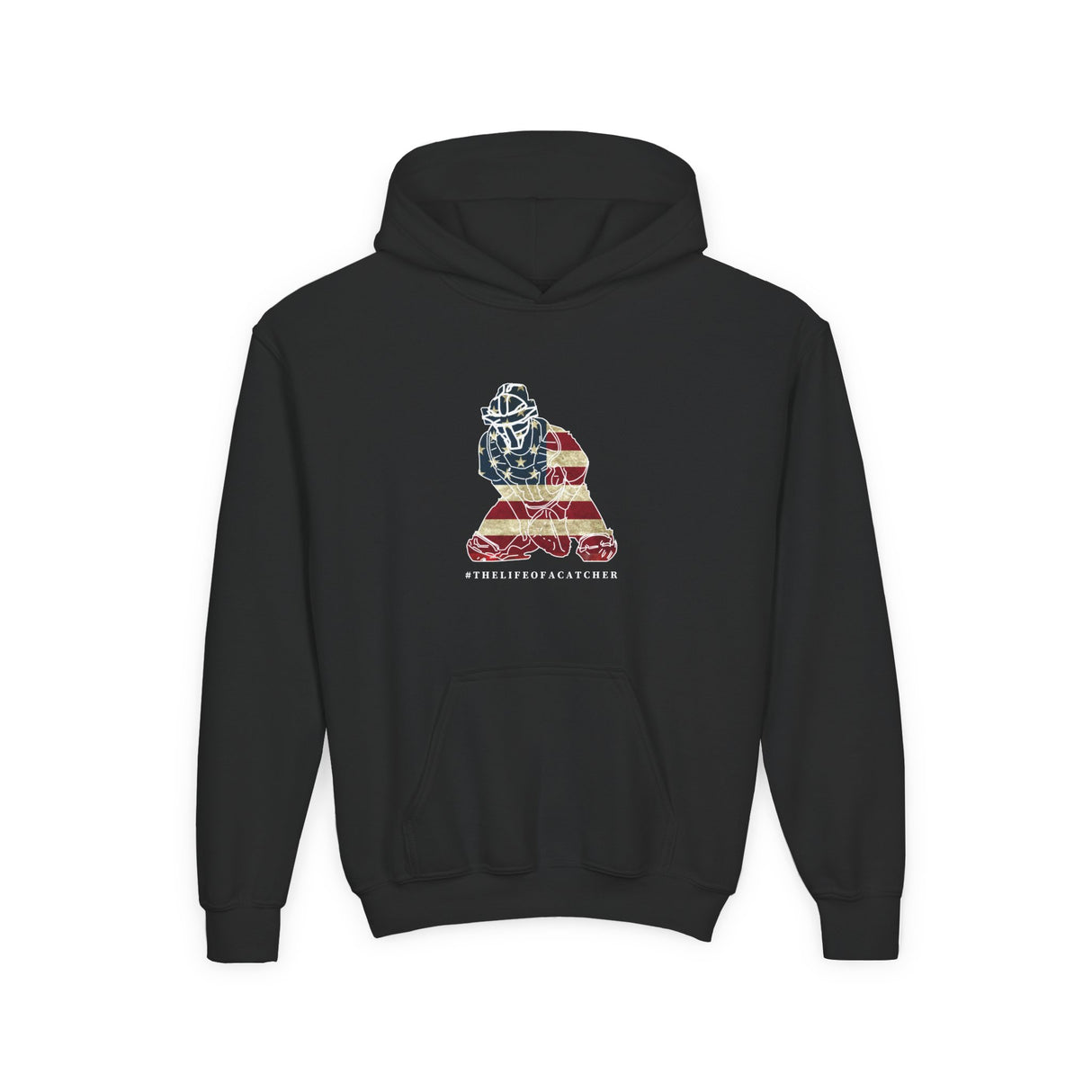 american flag catcher hoodie black