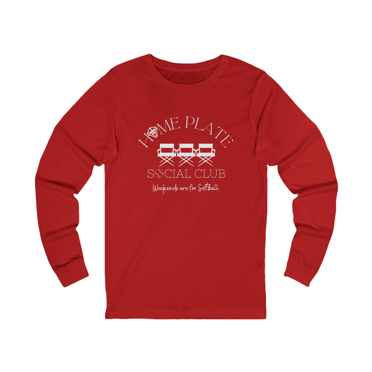Home Plate Social Club Softball Unisex Jersey Long Sleeve Tee - Red