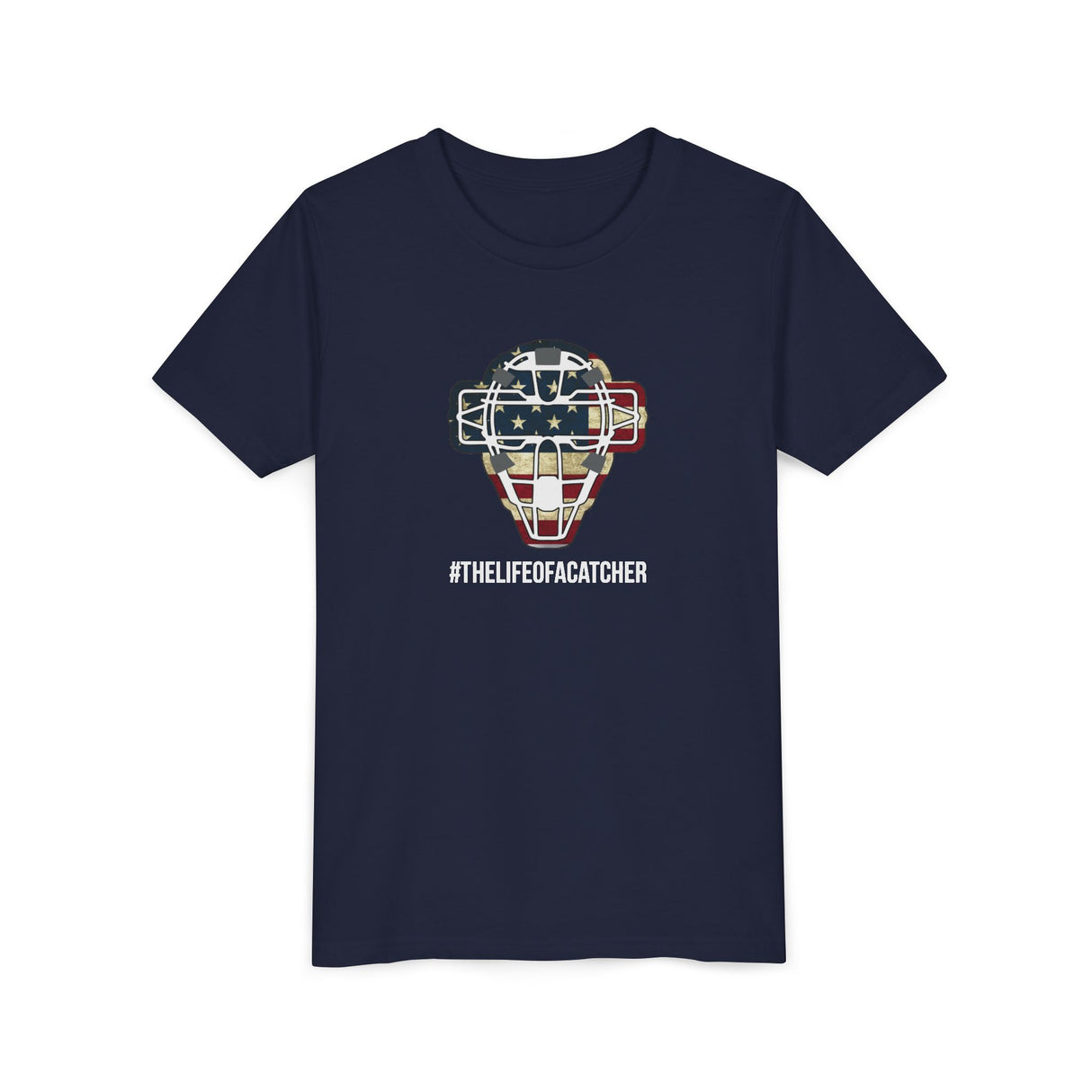 American Flag Mask Youth T-Shirt - Navy