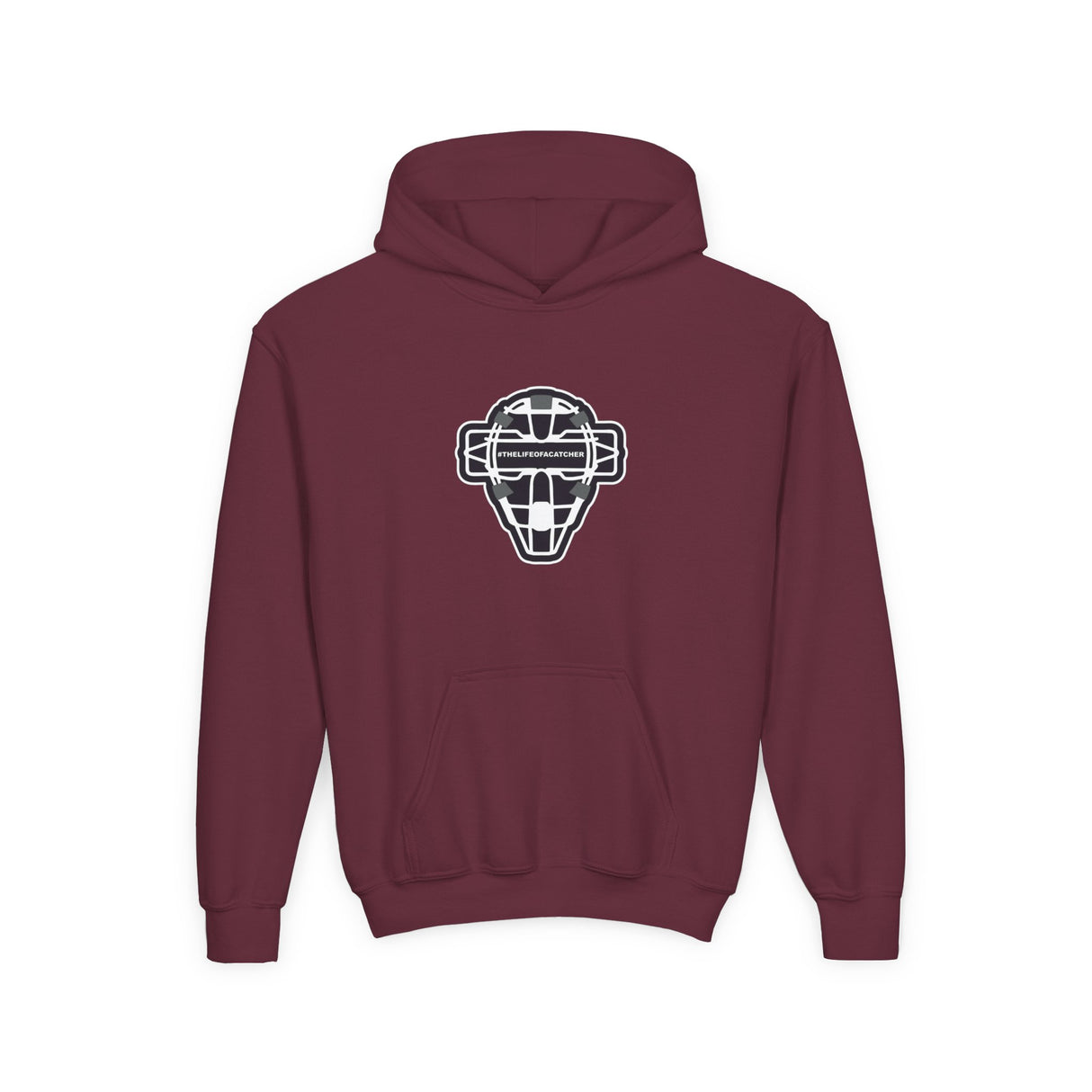 The Catching Guy Logo Mask Youth Hoodie maroon