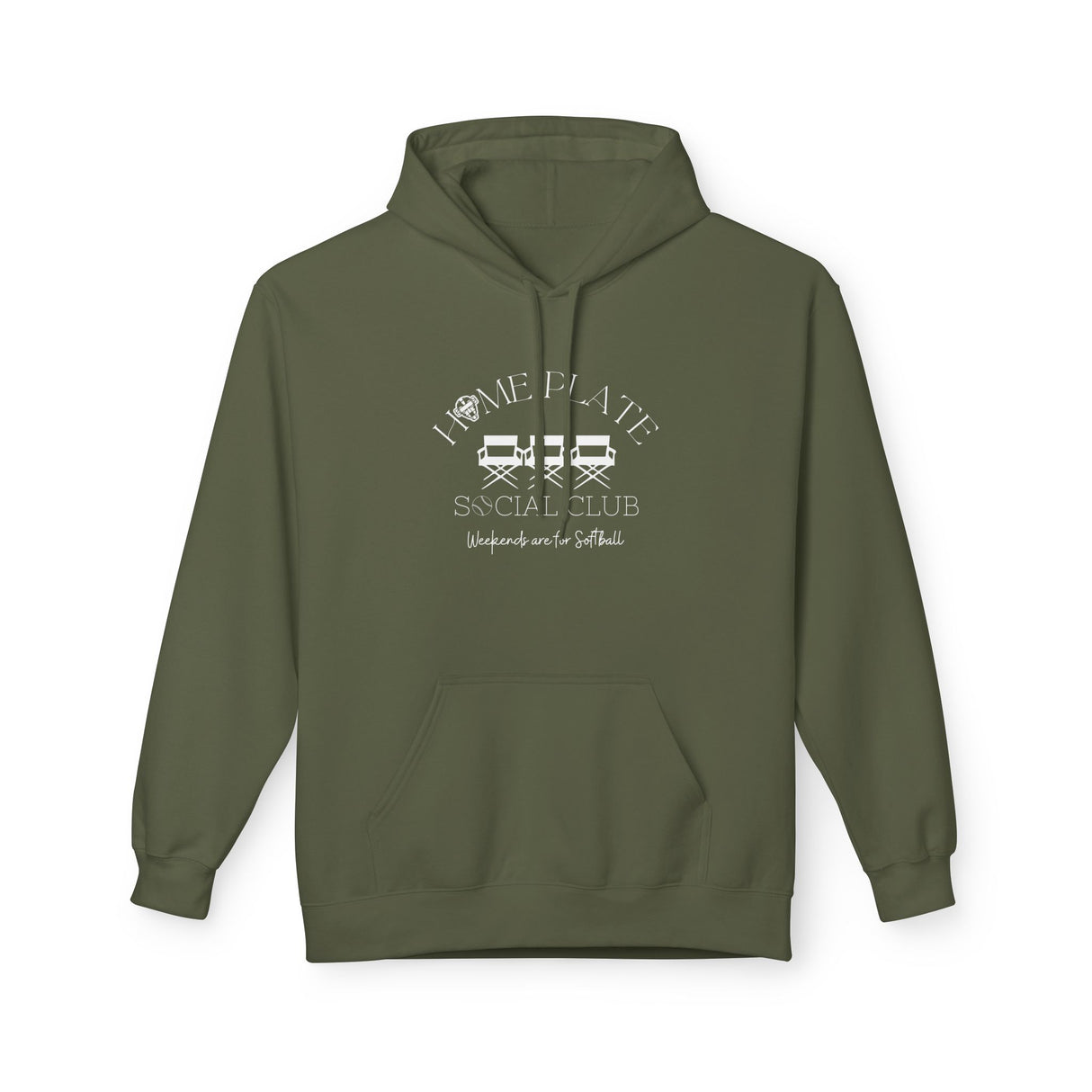 Home Plate Social Club Softball Unisex Hoodie - Military Green