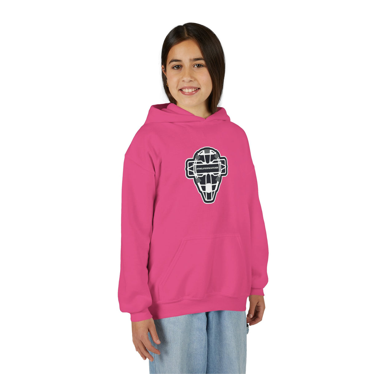The Catching Guy Logo Mask Youth Hoodie pink
