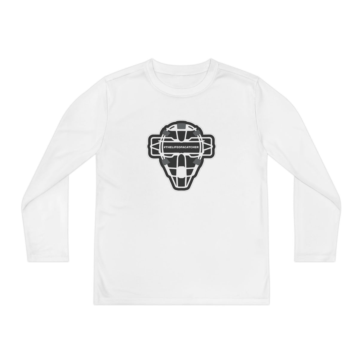 The Catching Guy Logo Mask Youth Long Sleeve T-Shirt - White