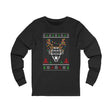 Ugly Christmas Sweater Catcher's Mask Reindeer Unisex Jersey Long Sleeve Tee - Heather Charcoal Grey