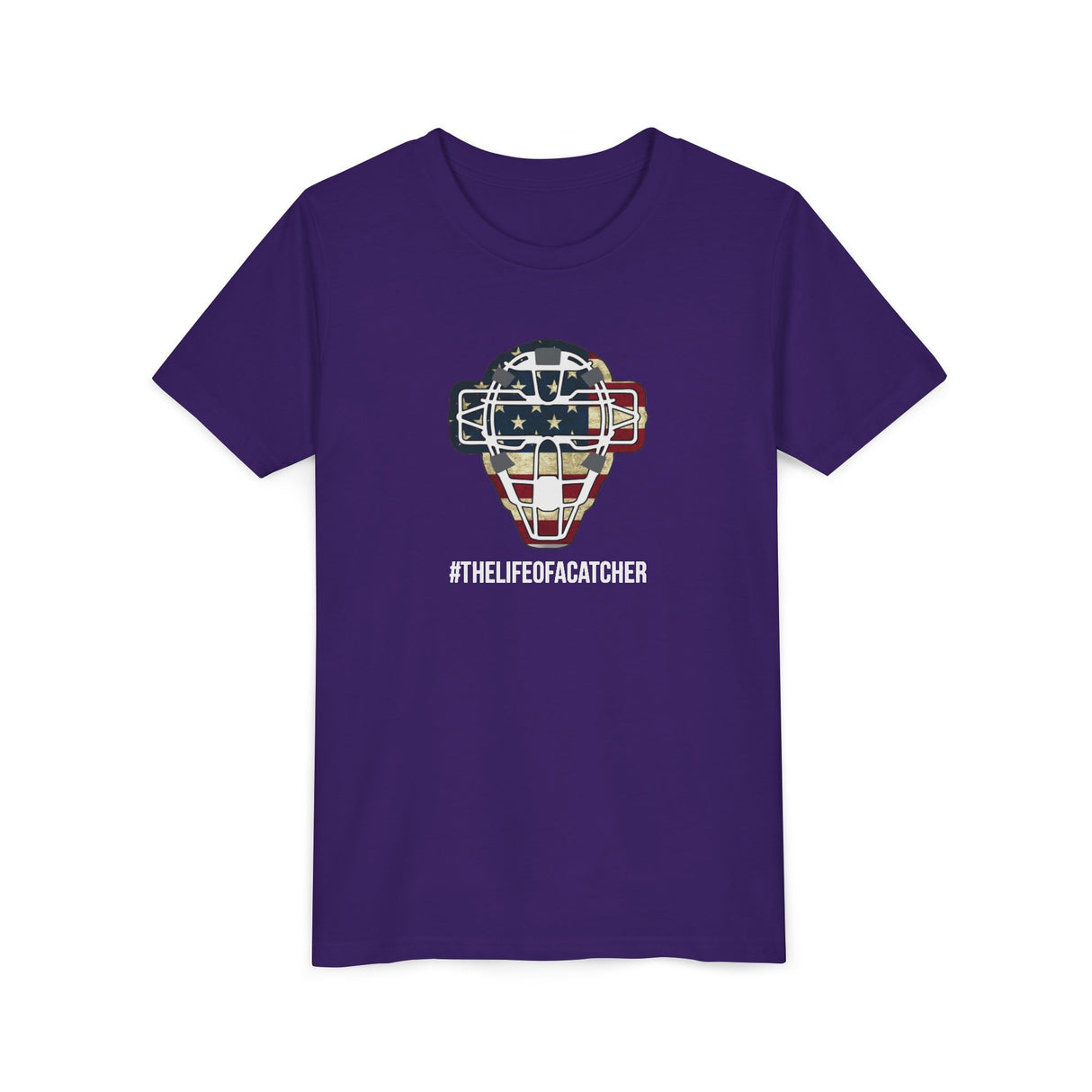 American Flag Mask Youth T-Shirt - Purple