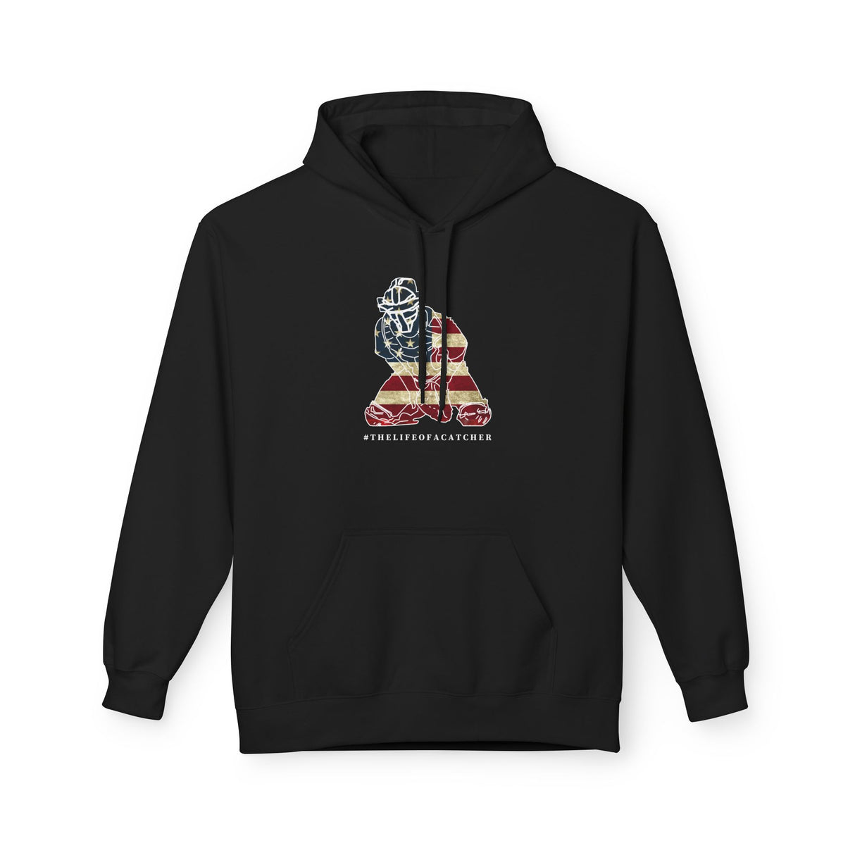 American Flag Catcher Unisex Hoodie - Black