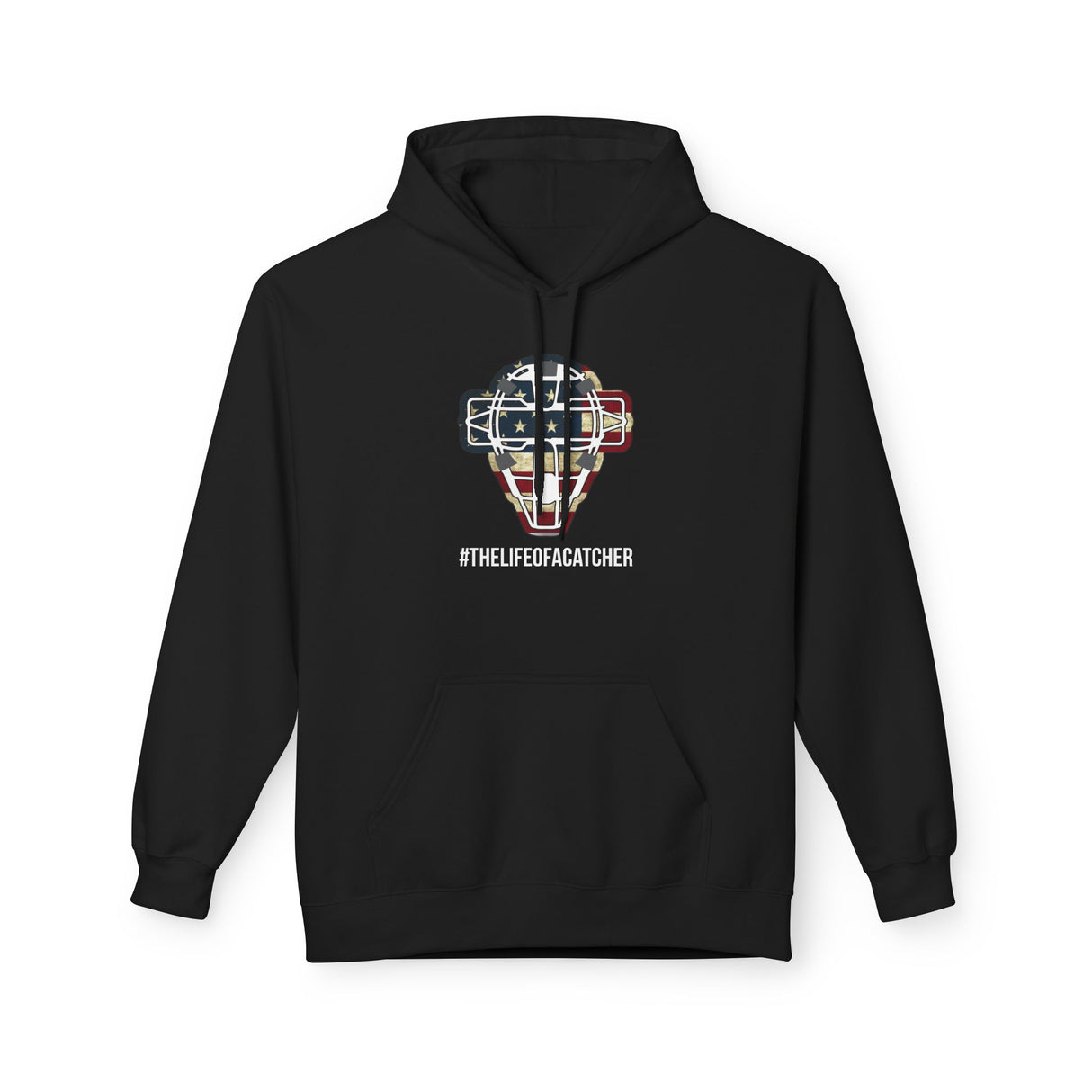 American Flag Mask Unisex Hoodie - Black