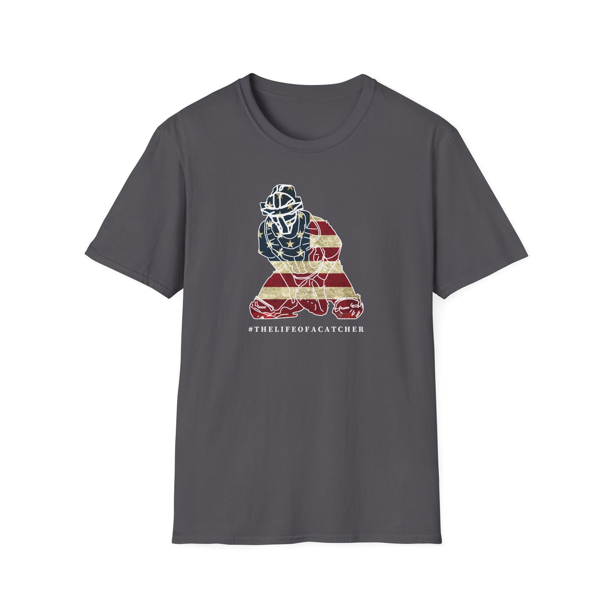 American Flag Catcher Unisex T-Shirt - Charcoal