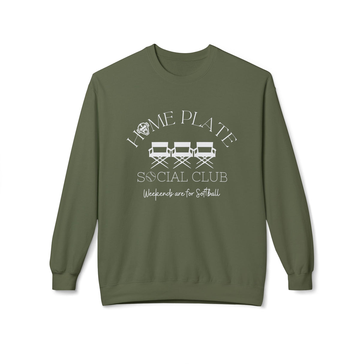 Home Plate Social Club Softball Unisex Sweatshirt - Military Green
