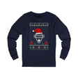 Ugly Christmas Sweater Catcher's Mask Santa Hat Unisex Jersey Long Sleeve Tee - Navy