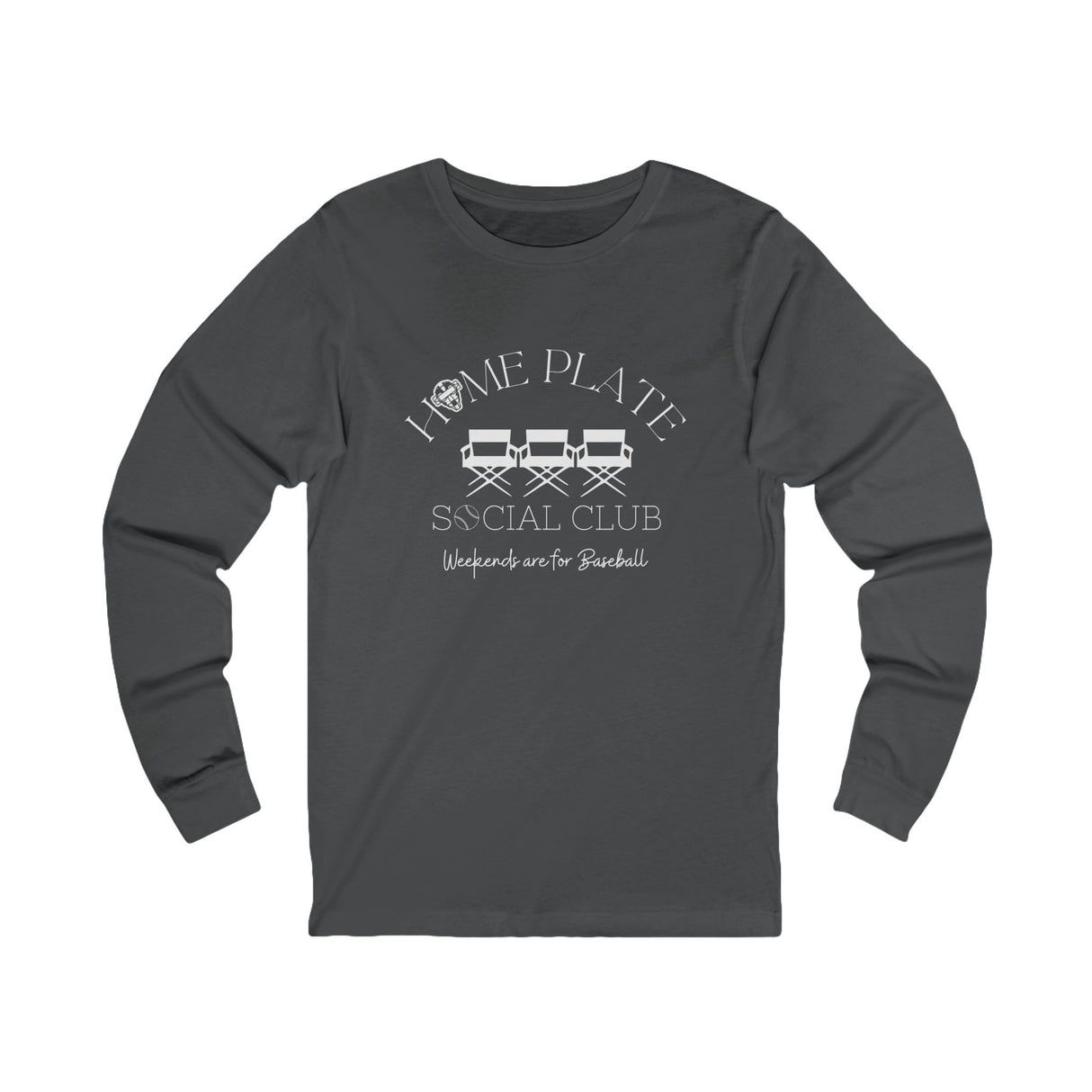 Home Plate Social Club Baseball Unisex Jersey Long Sleeve Tee - Charcoal
