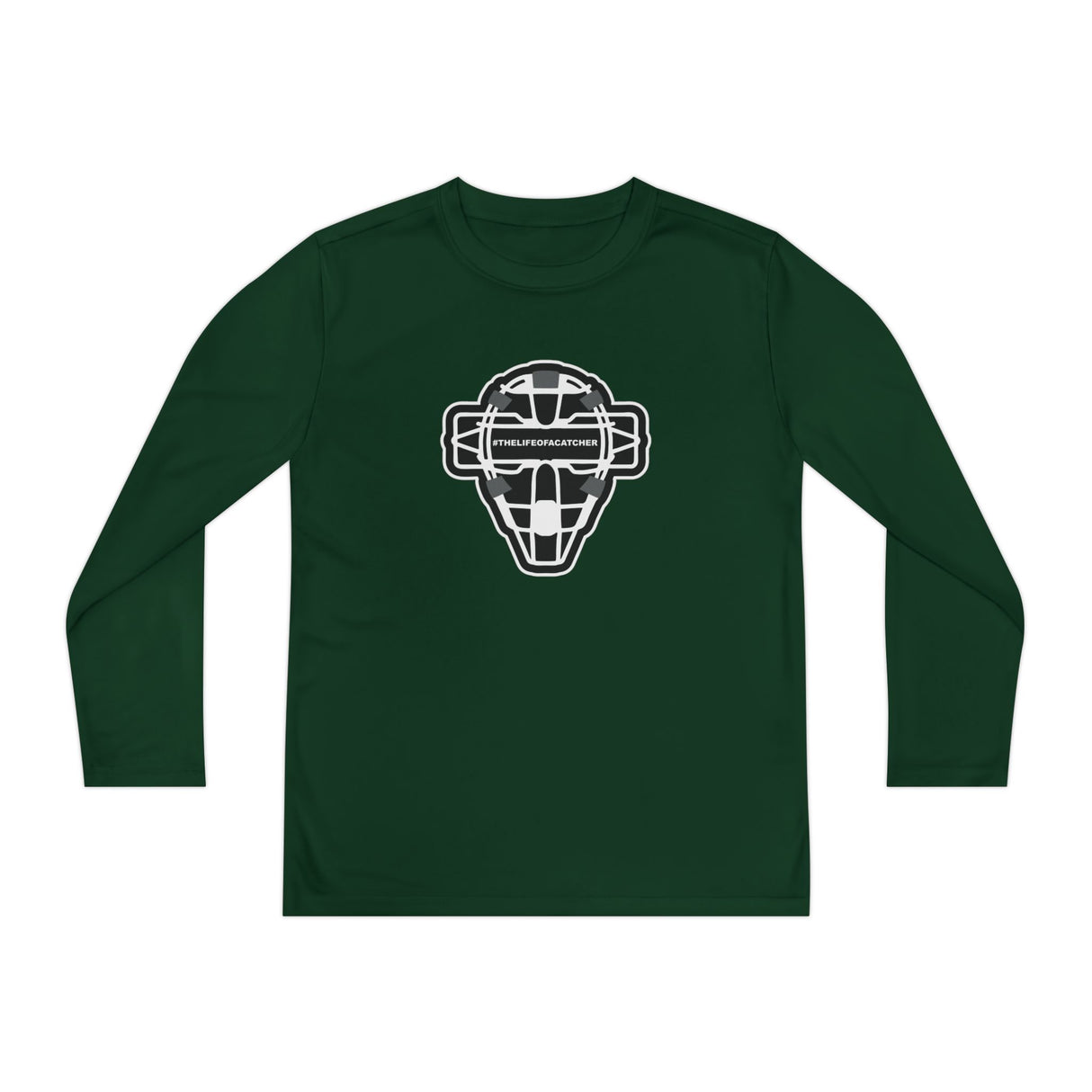 The Catching Guy Logo Mask Youth Long Sleeve T-Shirt - Forest Green